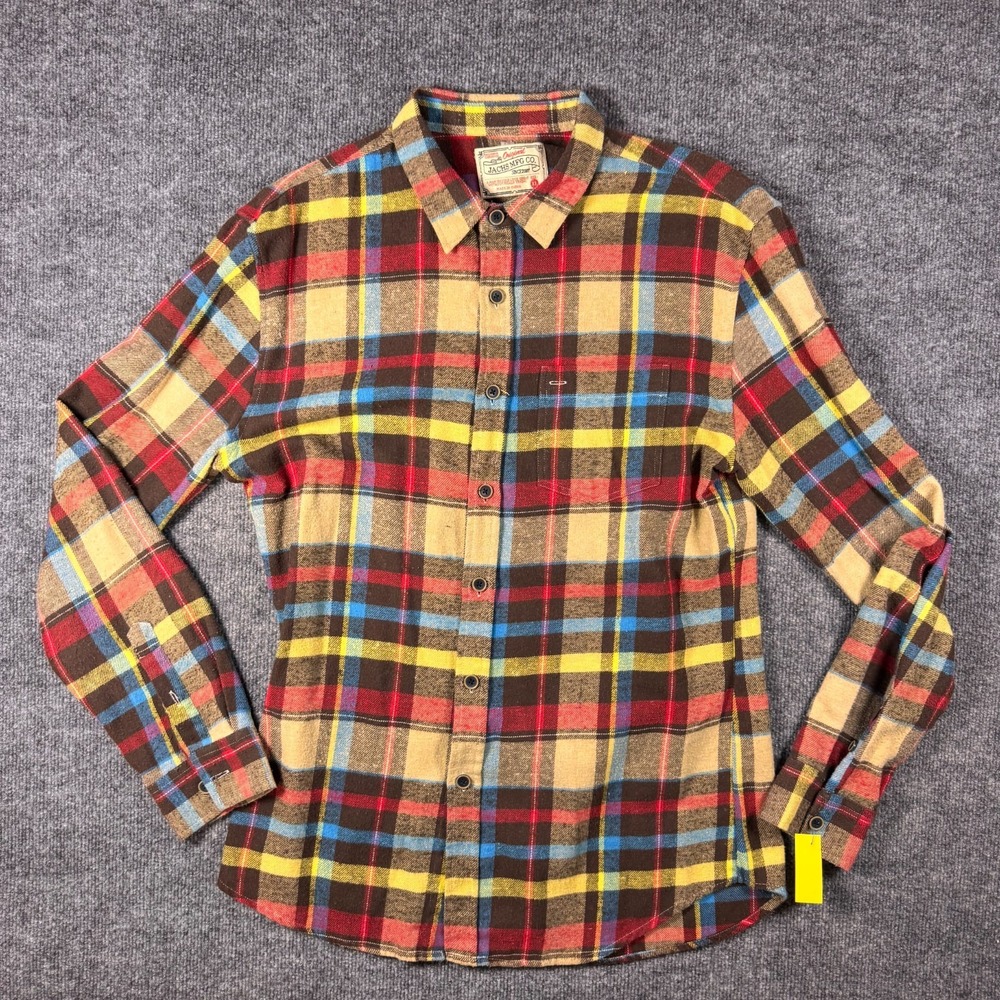 Jachs Heritage Flannel Shirt Mens XL TAN, Black, RED, BLU Check Cotton Button Up